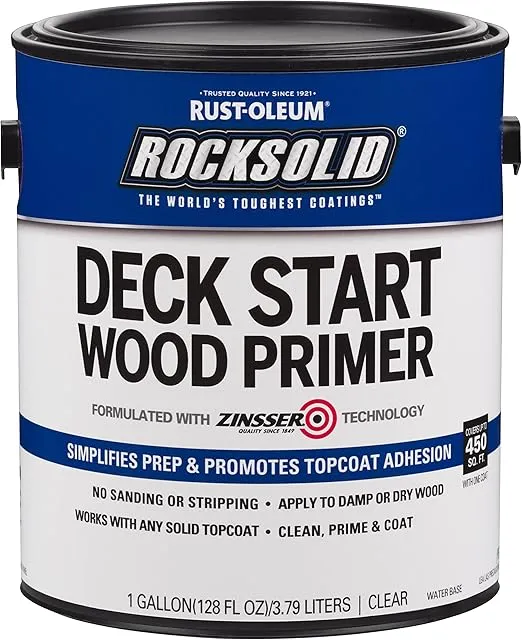 Rust-Oleum 312283 Deck Start Wood Primer, 1 Gallon, Clear, 128 Fl Oz (Pack of 1)