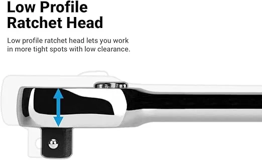 Capri Tools 1/4 in. Drive Fine 90-Tooth Extra Long Ratchet, Ergonomic Soft Grip, 12 in. Long