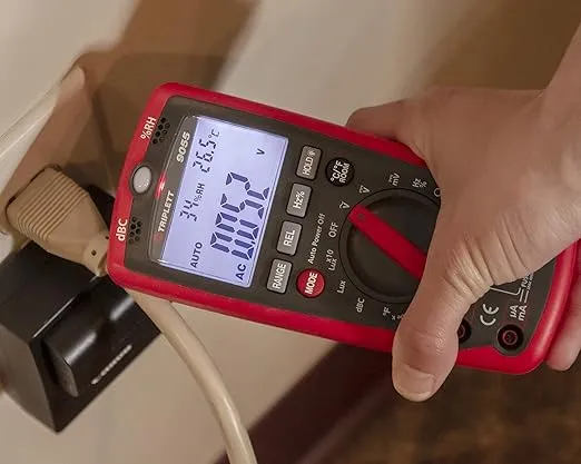 Triplett 9055 6-in-1 4000 Digital Multimeter and Multi-Tester - Sound, Light, Humidity, Temperature, AC/DC Voltage and Current, Resistance, Continuity, Diode Test, Capacitance, Frequency, Duty Cycle