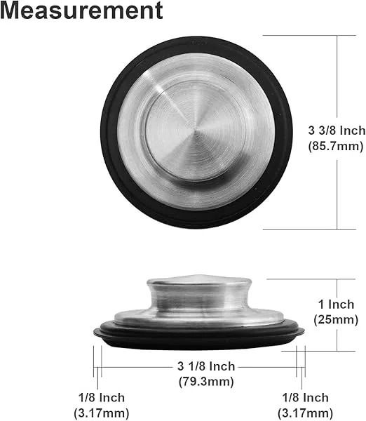 3 3/8 inch (8.57Cm) - Kitchen Sink Stopper Stainless Steel Garbage Disposal Plug Fits Standard Kitchen Drain Size of 3 1/2 Inch (3.5 Inch) Diameter