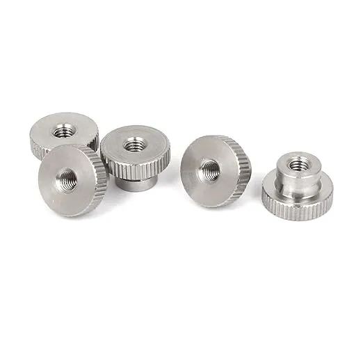 uxcell Knurled Thumb Nuts, 5Pcs M5x0.8mm 304 Stainless Steel Round Knobs Fasteners for 3D Printer Parts, Silver Tone