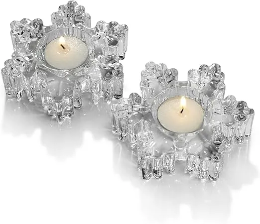 Mikasa Celebrations by Rejoice 4.25-Inch Snowflake Votive, Set of 2