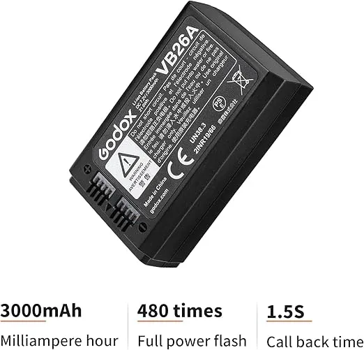 GODOX V1 Battery VB26 VB26A VB26B Rechargeable Li-ion Battery V1 V1-S V1-N V1-C V1-F V1-O Round Head Flash V860III V860III-S V860III-C V860III-N V860III-O V860III-F AD100PRO Camera Speedlite