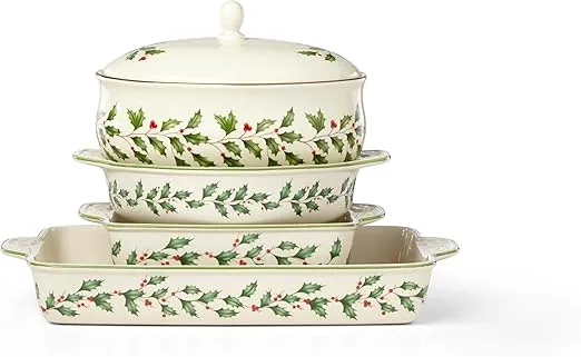 Lenox Holiday Covered Dish, 5.15 LB, Red & Green