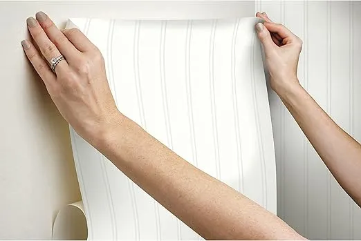 RoomMates RMK11994WP White Beadboard Peel and Stick Wallpaper, White