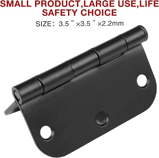 30 Pack Rounded Matte Black Door Hinges 3.5 Inch 5/8" Radius Interior 3 1/2 Inch Flat Iron Bifold Residential Standard Bedroom Indoor for Doors 3 ½"x 3 ½" Hardware Controls