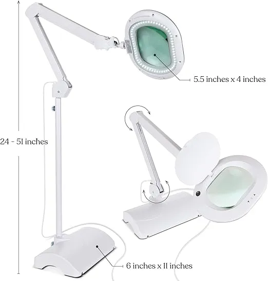 Brightech LightView Pro 2 in 1 Magnifying Floor Lamp & Table Lamp - Hands Free Magnifier with Bright LED Light for Reading - Work Light with Flexible Gooseneck - Standing Mag Lamp