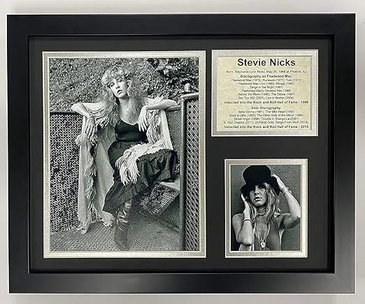 Stevie Nicks- Fleetwood Mac- Black and White Portraits | Framed Photo Collage Wall Art Decor | Legends Never Die, 11 x 14-Inch