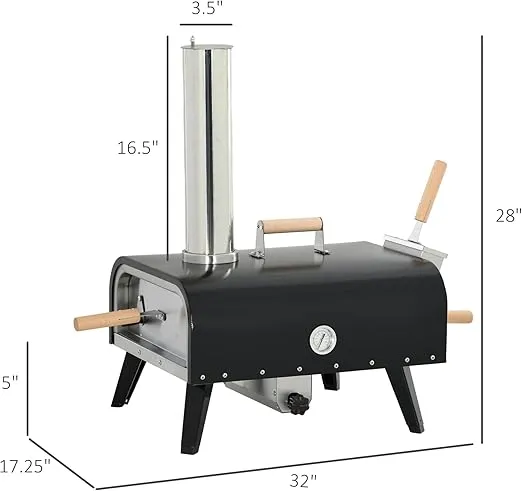 Outsunny 846-122V00BK Outdoor Pizza Oven, Black