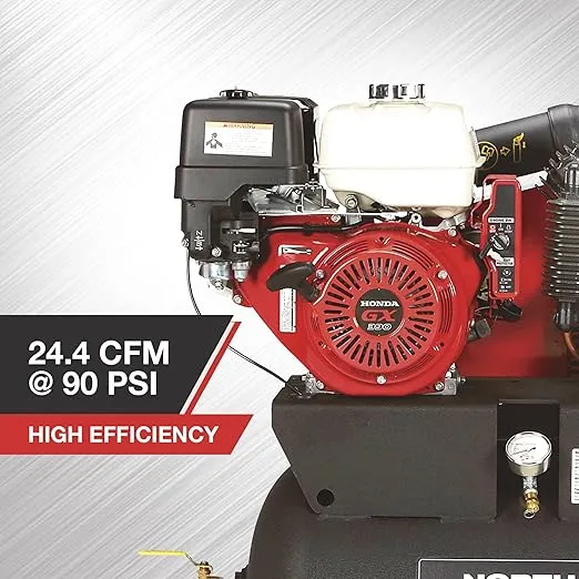 NorthStar Portable Gas Powered Air Compressor - Honda GX390 OHV Engine, 30-Gallon Horizontal Tank, 24.4 CFM at 90 PSI
