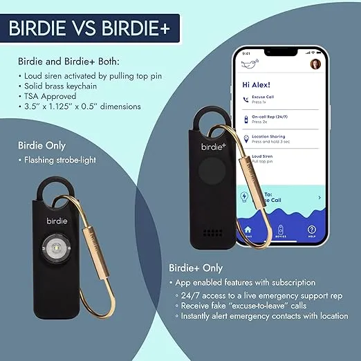 She’s Birdie - Birdie+ Smart Personal Safety Alarm for Women by Women–Loud Siren, Key Chain, 24/7 Live Rep, Emergency Alerts, Bluetooth Connection - 3 Month App Subscription Included (Lavender)