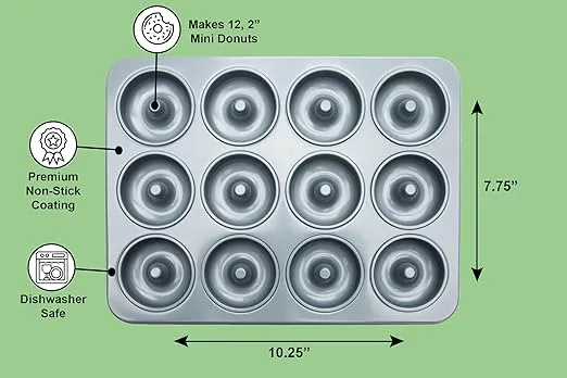 Fox Run 4496 Non-Stick Mini Donut Pan, 12-Cavity