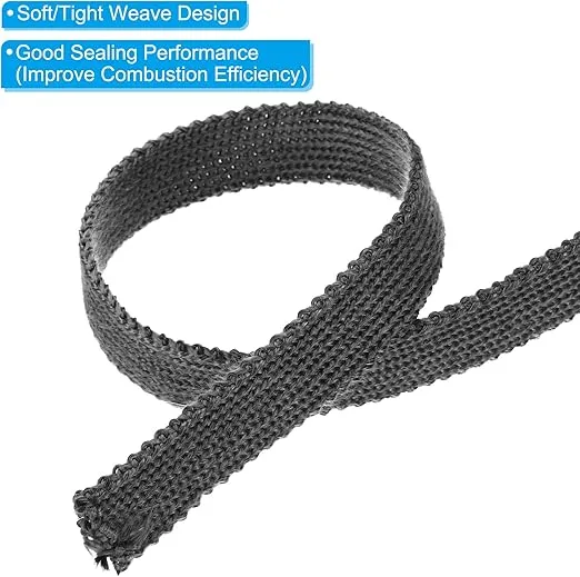 PATIKIL 1"x 1/8"x118" Wood Stove Gasket, Graphite Fiberglass Flat High-Temperature Resistance Seal Rope for Stoves Fireplace Door, Black