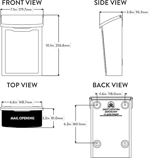 Architectural Mailboxes 2681B Black Marina Wall Mount Mailbox, Small