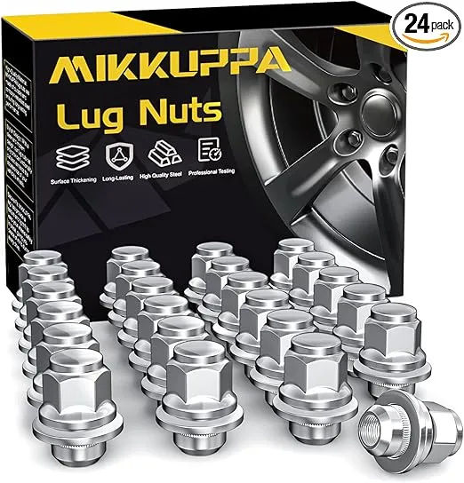 MIKKUPPA M12x1.5 Lug Nuts Set of 24pcs Hex 13/16'' (21mm) Chrome OEM Factory Style Mag Seat Lug Nuts Replacement for Toyota Lexus Factory Wheels