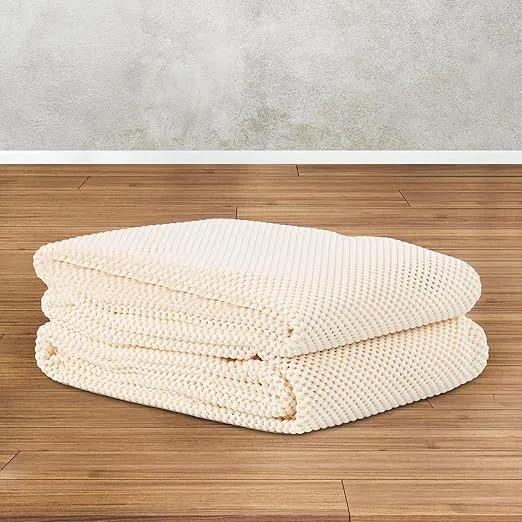 Superior Rio Reversible Rug Pad, Non-Slip, Non-Skid, Thick Mesh Design, Floor Protector, Padding, Furniture Gripper Mat, Slide Stopper, Foam Grip, Polymer Coated Polyester, 2' 6" x 10', Cream