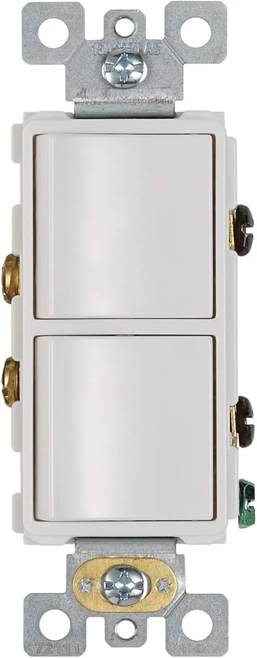 Broan-NuTone P2RW Two-Rocker Wall Control Switch for Bathroom Exhaust Fan, White, 2