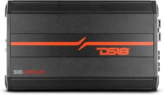 DS18 SXE-3000.4D/BK Car Amplifier Stereo Full-Range Class D 4-Channel 200x4 RMS @4 OHM 3000 Watts - Powerful and Compact Amp for Speakers in Car Audio System