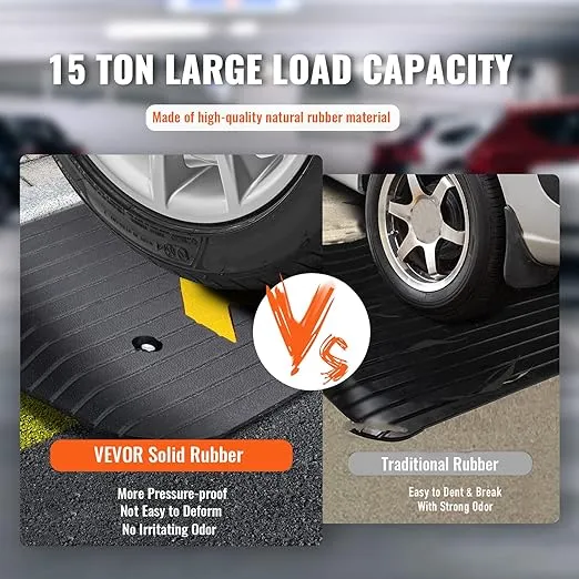 VEVOR Upgraded Rubber Threshold Ramp, 3" Rise Door Ramp with 1 Channel, Natural Rubber Car Ramp with Non-Slip Textured Surface, 33069Lbs Load Capacity Curb Ramp for Wheelchair and Scooter Black