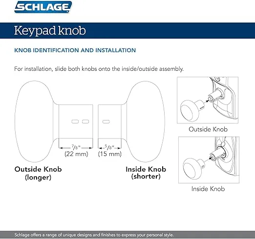 SCHLAGE FE595 PLY 505 PLY Plymouth Keypad Entry with Flex-Lock and Plymouth Style Knobs, Bright Brass