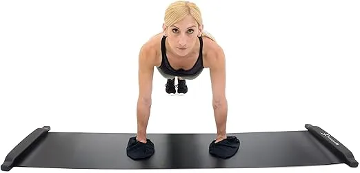 ProsourceFit Slide Board Mat for Exercise 6’ with End Stops, Booties & Carrying Bag for Low-Impact Indoor Home Workouts and Sports Training