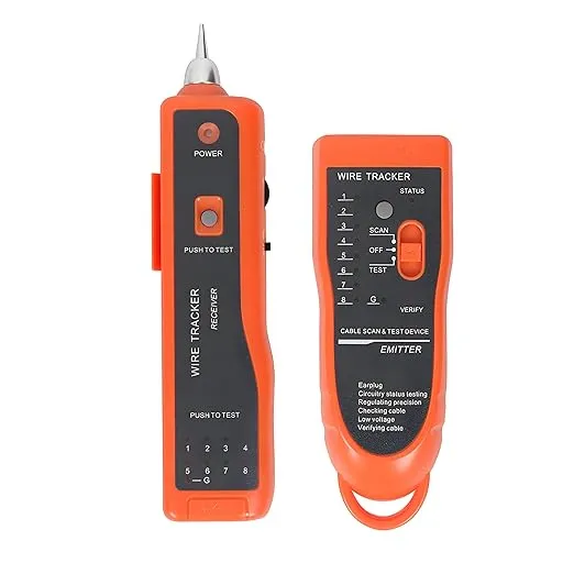 Goeco Ethernet Network Toner RJ11 RJ45 Network Cable Tester LAN Tracker Wire Finder Cat5 Cat6 with 2 Network Wire Stripper Toolkit Orange