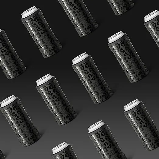 BrüMate Hopsulator Slim Double-walled Stainless Steel Insulated Can for 12 Oz Slim Cans (Onyx Leopard)