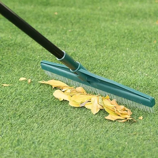 Artificial Turf Garden Carpet Rake with Extendable Lightweight Telescopic Handle,Green