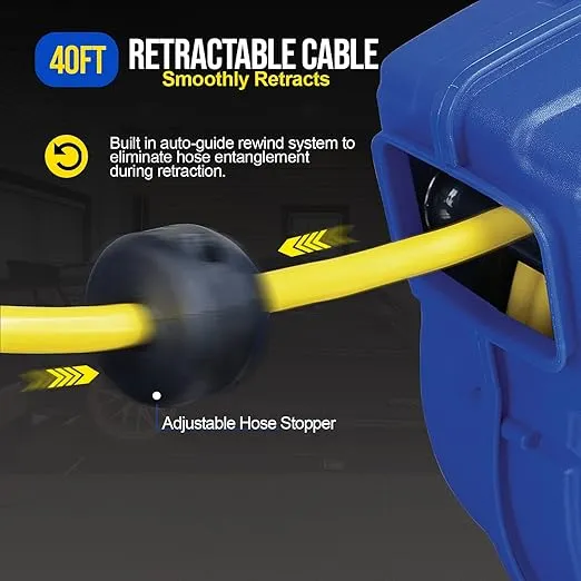 Goodyear Extension Cord Reels (12AWG x 40 FT (SJTOW Cable) w/LED Light-Up Tap)