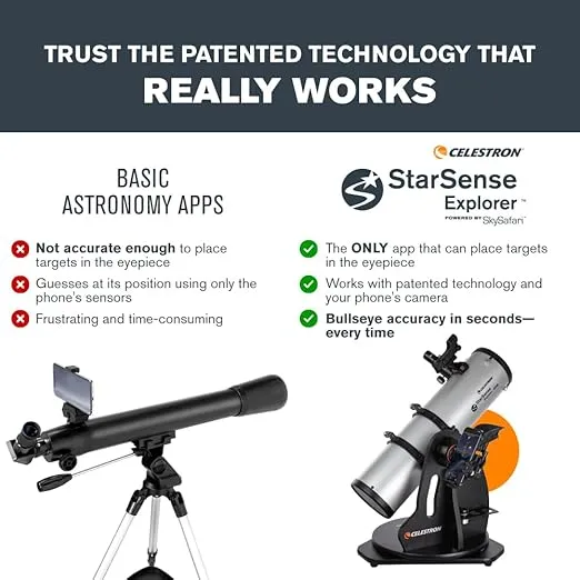 Celestron – StarSense Explorer 130mm Tabletop Dobsonian Smartphone App-Enabled Telescope – Works with StarSense App to Help You Find Nebulae, Planets & More – iPhone/Android Compatible