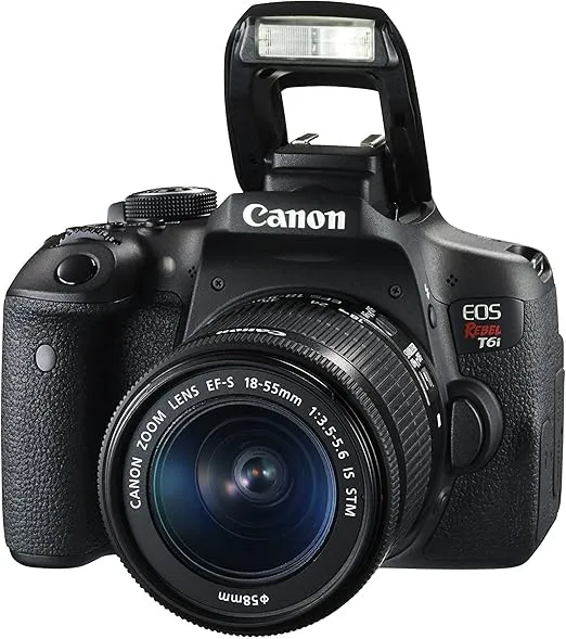 Canon EOS Rebel T6i Digital SLR with EF-S 18-55mm IS STM Lens - Wi-Fi Enabled (Renewed)