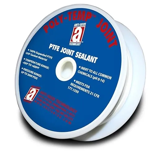 Poly-Temp 28320 White Joint Sealant 100% PTFE Gasket Material Expanded UHF Adhesive Tape, 3/4" x 100"