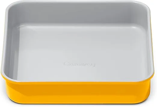 Caraway Non-Stick Ceramic 9” Square Pan - Naturally Slick Ceramic Coating - Non-Toxic, PTFE & PFOA Free - Perfect for Brownies, Lemon Bars, Cakes, & More - Marigold