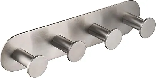 Kraus Elie Bathroom Robe and Towel Hook Rack with 4 Hooks, Brushed Nickel Finish, KEA-18804BN