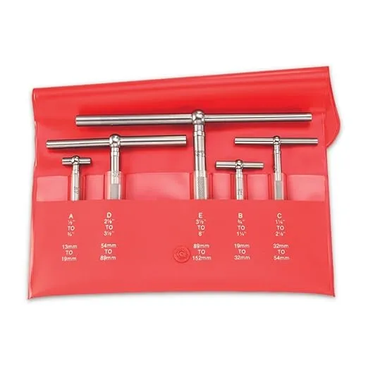 Starrett Telescoping Gage Set with One Arm - Ideal for Determining True Size of Holes, Slots and Recesses - 1/2" - 6" Range, 2-3/8" - 3-1/4" Handle Length - S229GZ