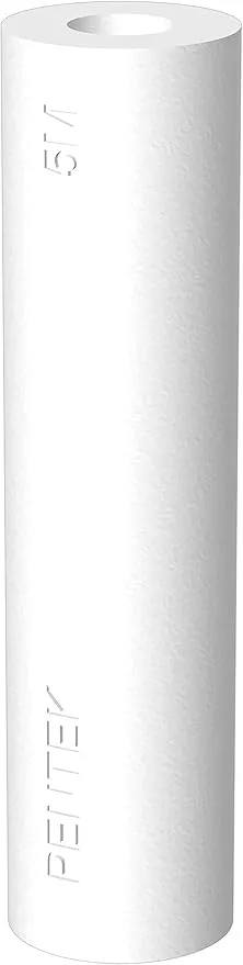 Pentair Pentek P5 Sediment Water Filter, 10-Inch, Under Sink Spun-Bonded Polypropylene Replacement Cartridge, 10" x 2.5", 5 Micron