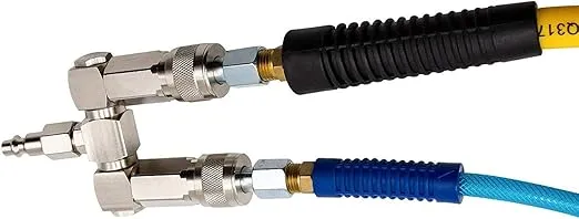 FIXSMITH Air Hose Connector- 2 Way Air Hose Splitter,1/4 In NPT, Air Compressor Accessories Fittings, Swivel 360 Degrees Connectors.