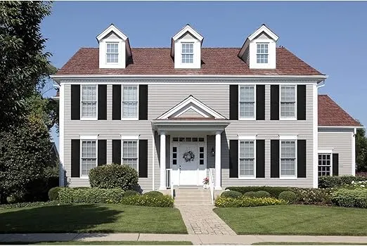 Ekena Millwork 12"W x 52"H True Fit PVC Two Equal Louver Shutters, Black (Per Pair - Hardware Not Included)