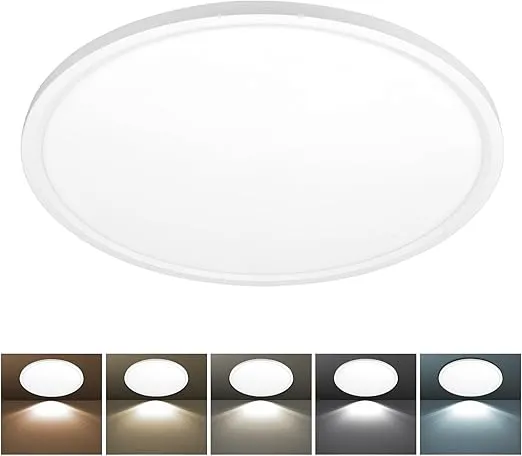 24 Inch LED Flush Mount Ceiling Light 3360LM, 48W 5 CCT Adjustable Super Slim LED Ceiling Light, Dimmable, Round Ceiling Lights for Bedroom Kitchen Closet, ETL Certified, 1Pack