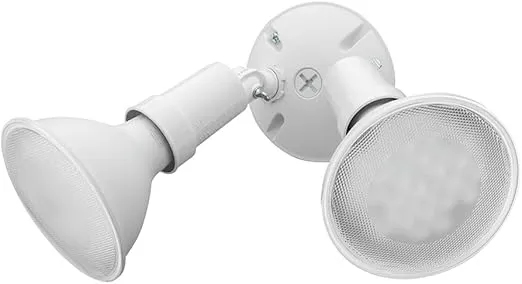 Lithonia Lighting OFTH 300PR 120 WH CP6 M4 Adjustable Twin Par Outdoor Flood Light Holder for Backyard Lighting, Safety and Security, 120 Volts, Uses 2 Lamps Up to 150W (Not Included), White (6-Pack)