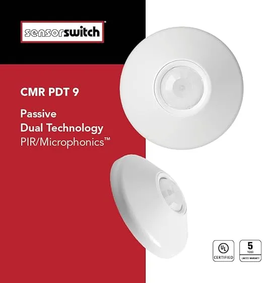 Sensor Switch CMR PDT 9 Contractor Select Ceiling Mount Occupancy Sensor, 12 Foot Radius, White