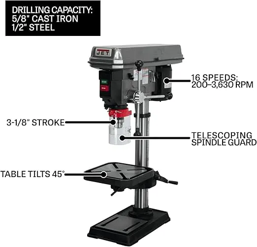 JET 15-Inch Step Pulley Benchtop Drill Press, 3/4 HP, 115/230V 1Ph (Model J-2530)