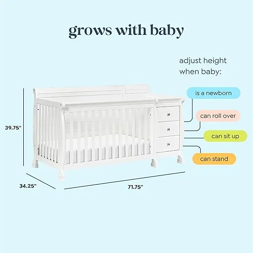 DaVinci Kalani 4-in-1 Convertible Crib and Changer Combo in White