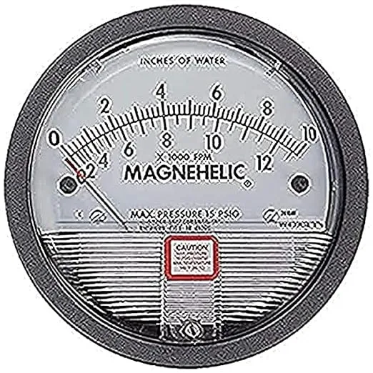 Dwyer® Magnehelic® Differential Pressure Gage, 2010AV, Dual Scale 0 to 10" w.c. & 2000 to 12500 FPM