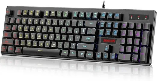 Redragon K509 RGB-Backlit Gaming Keyboard,104 Keys Wired Mechanical Feeling Low Profile Quiet Keyboard, Spill-Resistant, Anti-Ghosting, Compatible with Windows,macOS, PS4/5, Xbox. Black