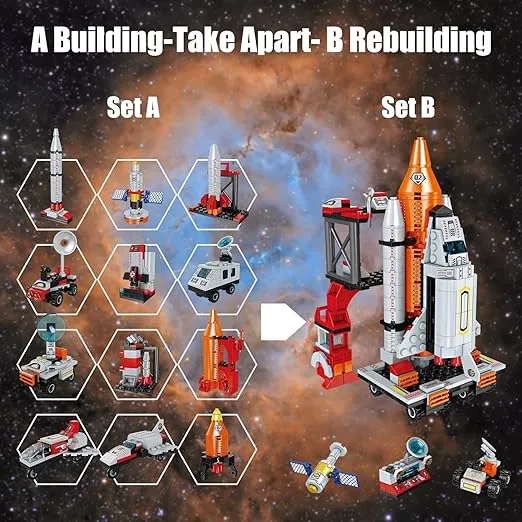 AESGOGO STEM Space Toys for 6 7 8 9 10 11 12 Year Old Boys Girls, Space Shuttle Rocket Launch Center Building Sets Toy Kits, Best Gifts for Kids Ages 8-14 (566 Pcs).