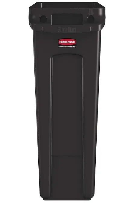 Rubbermaid Commercial Products Slim Jim Plastic Rectangular Trash/Garbage Can/Bin with Venting Channels, 23 GAL, Brown, for Kitchens/Classrooms/Offices/Back of House