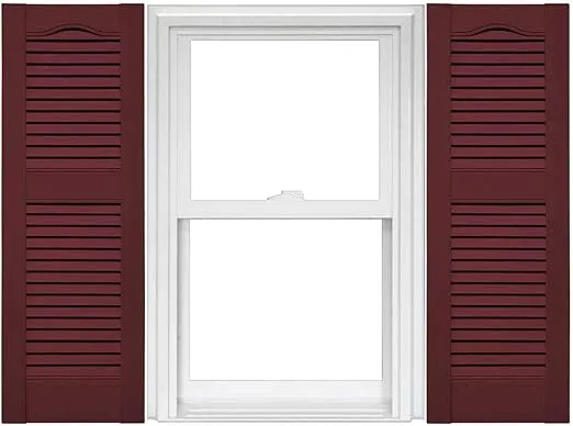 Mid America Open Louver Vinyl Shutters (1 Pair) - 14.5 x 55 078 Wineberry