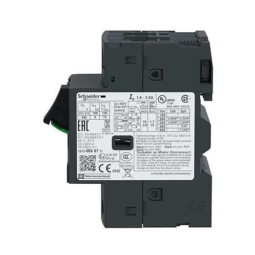 Schneider Electric Gv2me07 3P Motor Circuit Breaker 1.6-2.5A Gv2me07