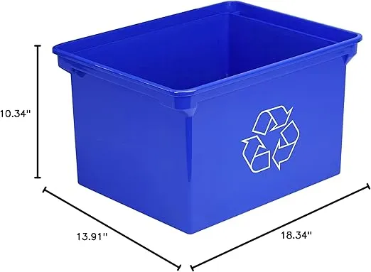 Storex 9 Gallon Recycle Bin, Blue, 1 Count (61549A01C)